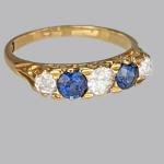 Edwardian 18ct Gold Diamond Sapphire Five Stone Ring