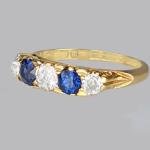 Edwardian 18ct Gold Diamond Sapphire Five Stone Ring
