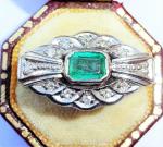 Stunning Art Deco Gold Emerald Diamond Ring