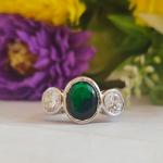 Vintage Art Deco 14K White Gold Emerald Ring