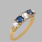 Edwardian 18ct Gold Diamond Sapphire Five Stone Ring