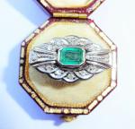 Stunning Art Deco Gold Emerald Diamond Ring