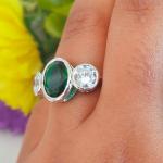 Vintage Art Deco 14K White Gold Emerald Ring