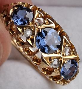 Edwardian 18Ct Gold Sapphire Diamond Cluster Ring
