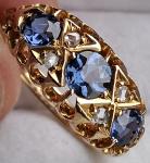 Edwardian 18Ct Gold Sapphire Diamond Cluster Ring