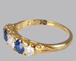 Edwardian 18ct Gold Diamond Sapphire Five Stone Ring