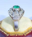 Stunning Art Deco Gold Emerald Diamond Ring