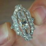 Art Deco 2Ct Emerald Diamond Engagement Ring