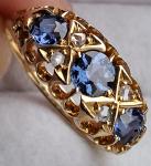 Edwardian 18Ct Gold Sapphire Diamond Cluster Ring