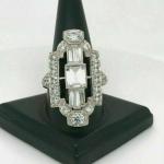 Art Deco 2Ct Emerald Diamond Engagement Ring