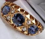 Edwardian 18Ct Gold Sapphire Diamond Cluster Ring