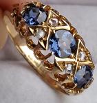 Edwardian 18Ct Gold Sapphire Diamond Cluster Ring
