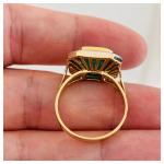 Vintage 18ct Gold Emerald and Diamond Cluster Ring