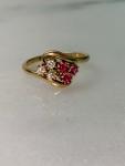 18ct Gold Antique Diamond & Ruby Clover Ring