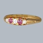 Victorian Ruby and Diamond Gold 5-Stone Ring