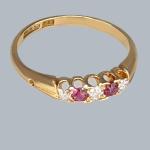 Victorian Ruby and Diamond Gold 5-Stone Ring