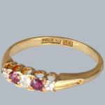 Victorian Ruby and Diamond Gold 5-Stone Ring