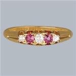 Victorian Ruby and Diamond Gold 5-Stone Ring