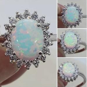 Antique Silver Cluster Moonstone Opal Ring Size 52