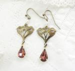 Art Nouveau Facetted Glass Bead Drop Earrings