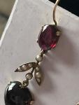 Victorian Gold Earrings with Heart Garnets and Pearls