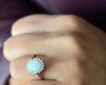 Antique Silver Cluster Moonstone Opal Ring Size 52
