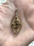 Edwardian 9ct Gold Garnet Pendant Necklace