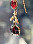 Victorian Gold Earrings with Heart Garnets and Pearls