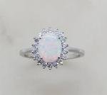 Antique Silver Cluster Moonstone Opal Ring Size 52