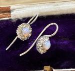 Art Deco Sterling Silver Opal Drop Earrings
