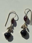 Victorian Gold Earrings with Heart Garnets and Pearls