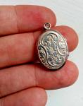 Victorian Oval Silver Locket Pendant, c. 1870-1900