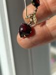 Victorian Gold Earrings with Heart Garnets and Pearls