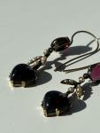 Victorian Gold Earrings with Heart Garnets and Pearls