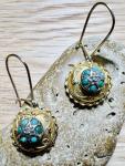 Turquoise Gold Drop Earrings, Etruscan Revival, c.1880