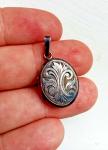 Victorian Oval Silver Locket Pendant, c. 1870-1900