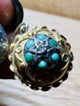 Turquoise Gold Drop Earrings, Etruscan Revival, c.1880