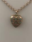 Edwardian 9ct Gold Puffy Heart Pendant with Turquoise