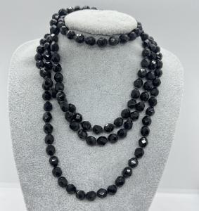 French Jet Flapper Necklace, Art Deco Style