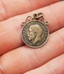 1917 English Silver Threepence Coin Pendant