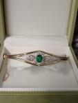 Antique 10ct Rolled Gold Emerald Paste Bangle
