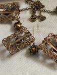 Vintage Blue Czech Glass Lariat Bib Necklace