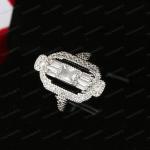 Vintage Art Deco Platinum 925 Silver CZ Ring