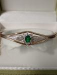 Antique 10ct Rolled Gold Emerald Paste Bangle