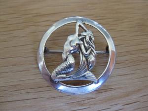 Art Deco Sterling Silver Mermaid Brooch