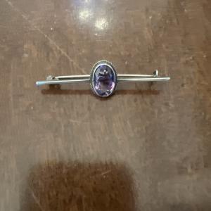 Victorian Silver Amethyst Brooch