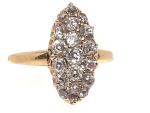 Victorian 18ct Gold Diamond Marquise Cluster Ring