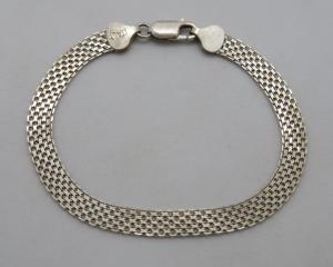 Vintage Art Deco Sterling Silver Flat Bracelet