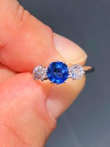 Vintage Edwardian Natural Sapphire and Diamond Ring