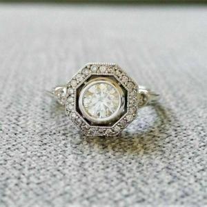 Antique Art Deco Halo Diamond Engagement Ring